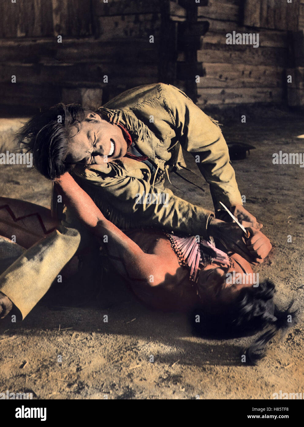 Sterben die Weiße Feder (WHITE FEATHER) USA 1955, Regie: Robert D. Webb, ROBERT WAGNER (li), Stichwort: Kampf, Indianer Stockfoto