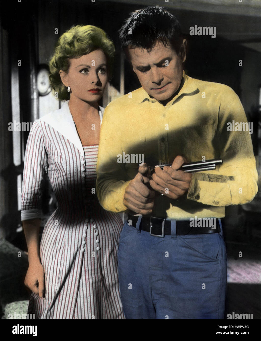 Sterben die Erste Kugel Trifft, (THE schnellste GUN ALIVE) USA 1956, Regie: Russell Rouse, JEANNE CRAIN, GLENN FORD, Stichwort: Langwaffen Stockfoto