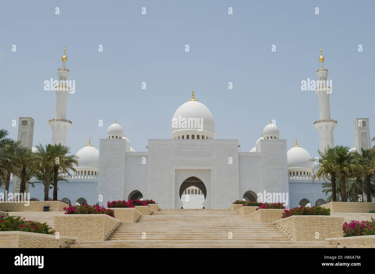 Sheikh Zayed Grand Moschee Fassaden Abu Dhabi Vereinigte Arabische Emirate Stockfoto