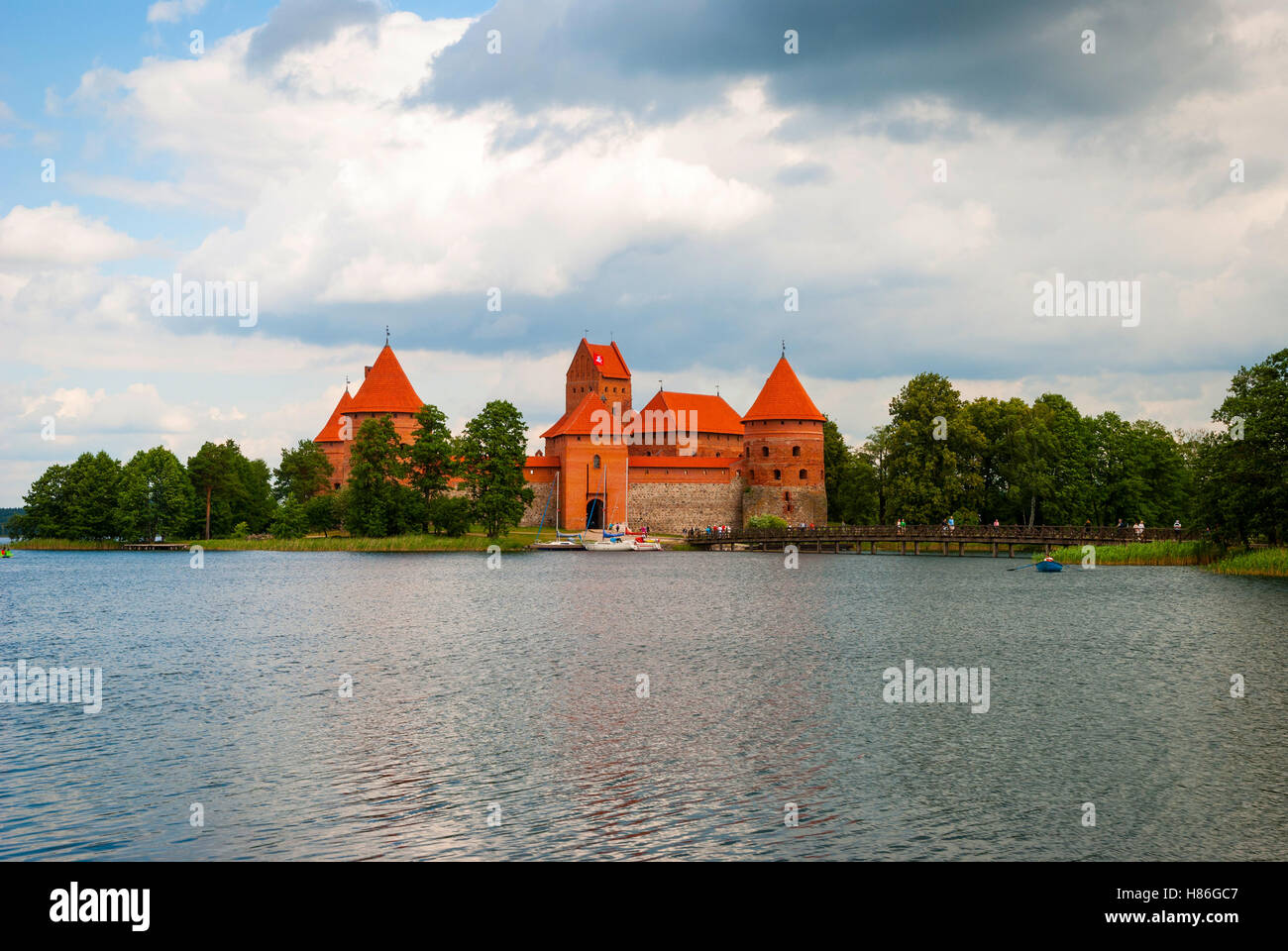 Trakai Schloss mit See, Litauen Stockfoto