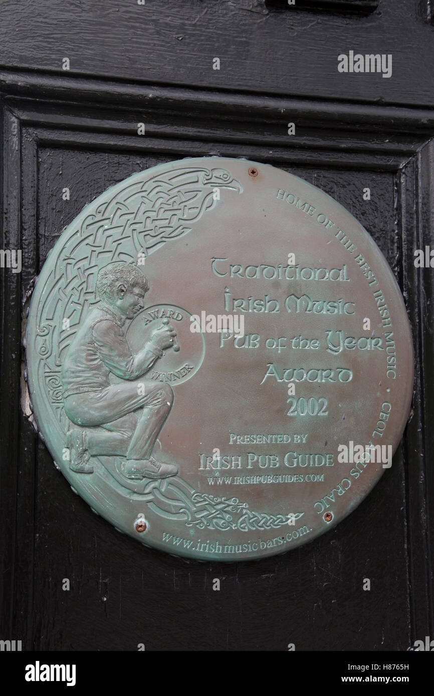 Traditionelle irische Musik Award Plaque, Doolin, Clare Stockfoto