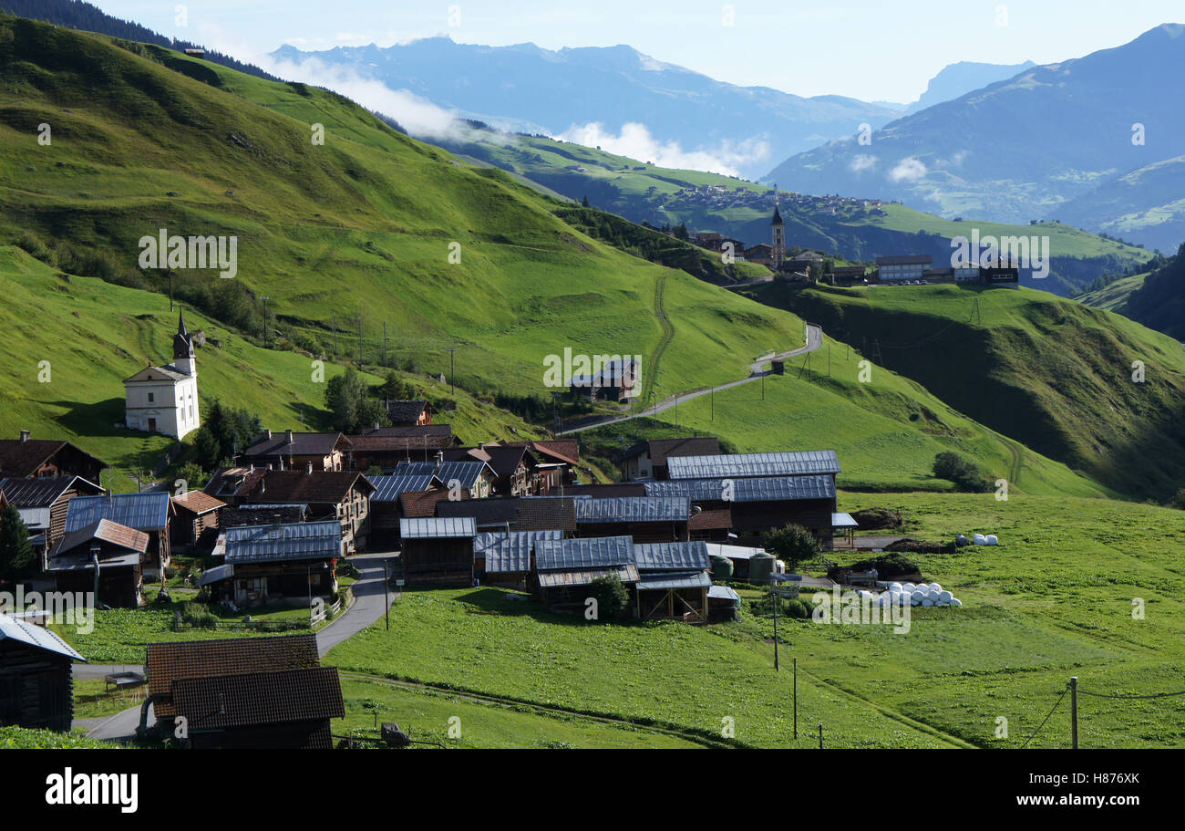 Nachteile von Vrin, Val Lumnezia, Bündner Alpen, Schweiz Stockfoto