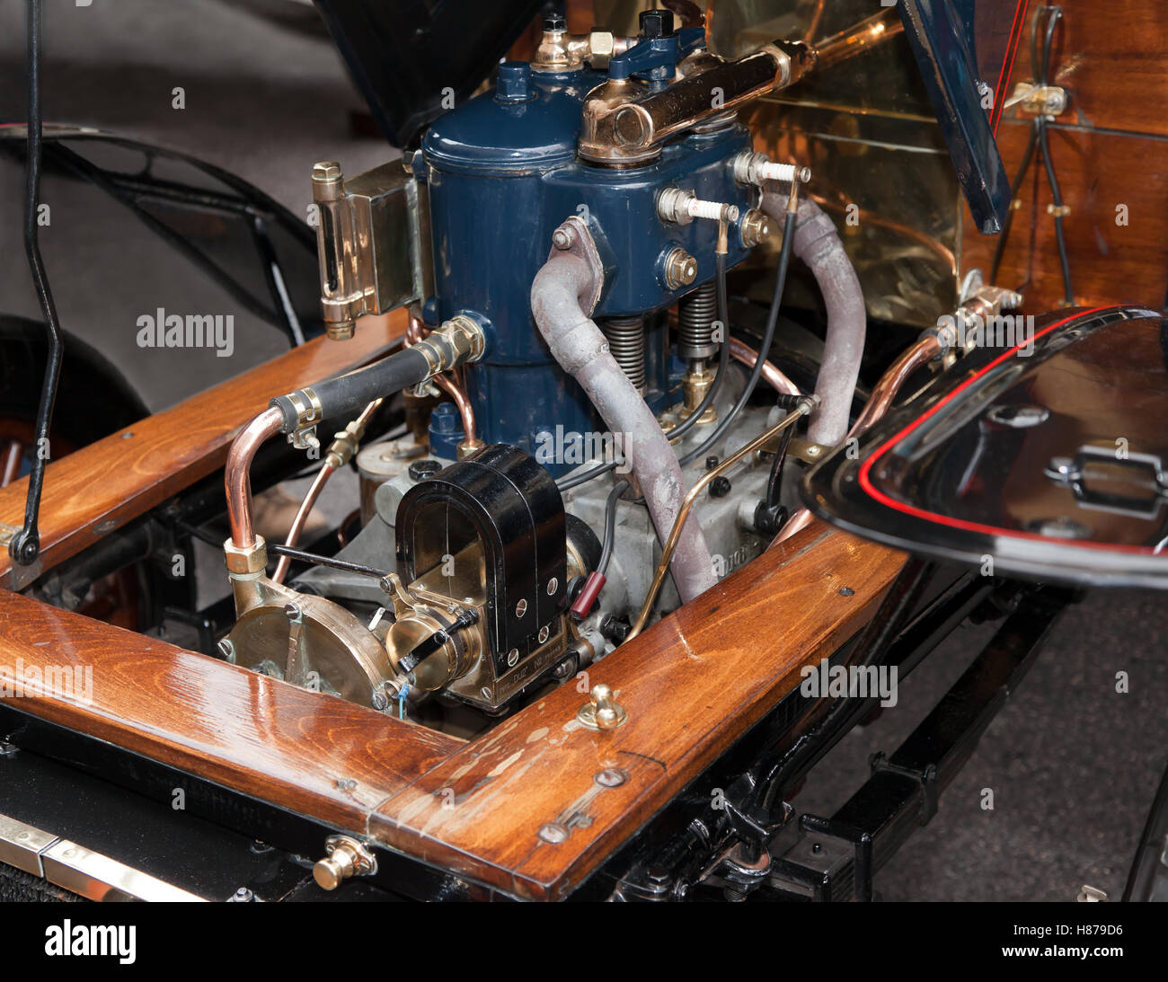 Die 2 Zylinder, 10HP Motor von einem 1903, De Dion Buton im Concours d ' Elegance, Regents Street Motor Show 2016 in Nahaufnahme Stockfoto
