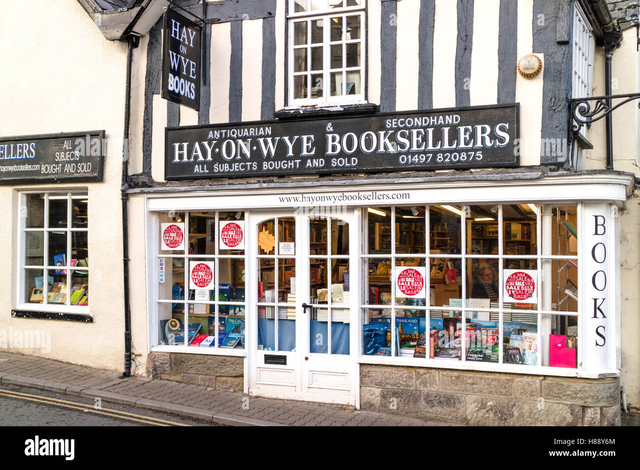 Unabhängige Buchhandlung in Hay on Wye, Kind, Wales, UK Stockfoto