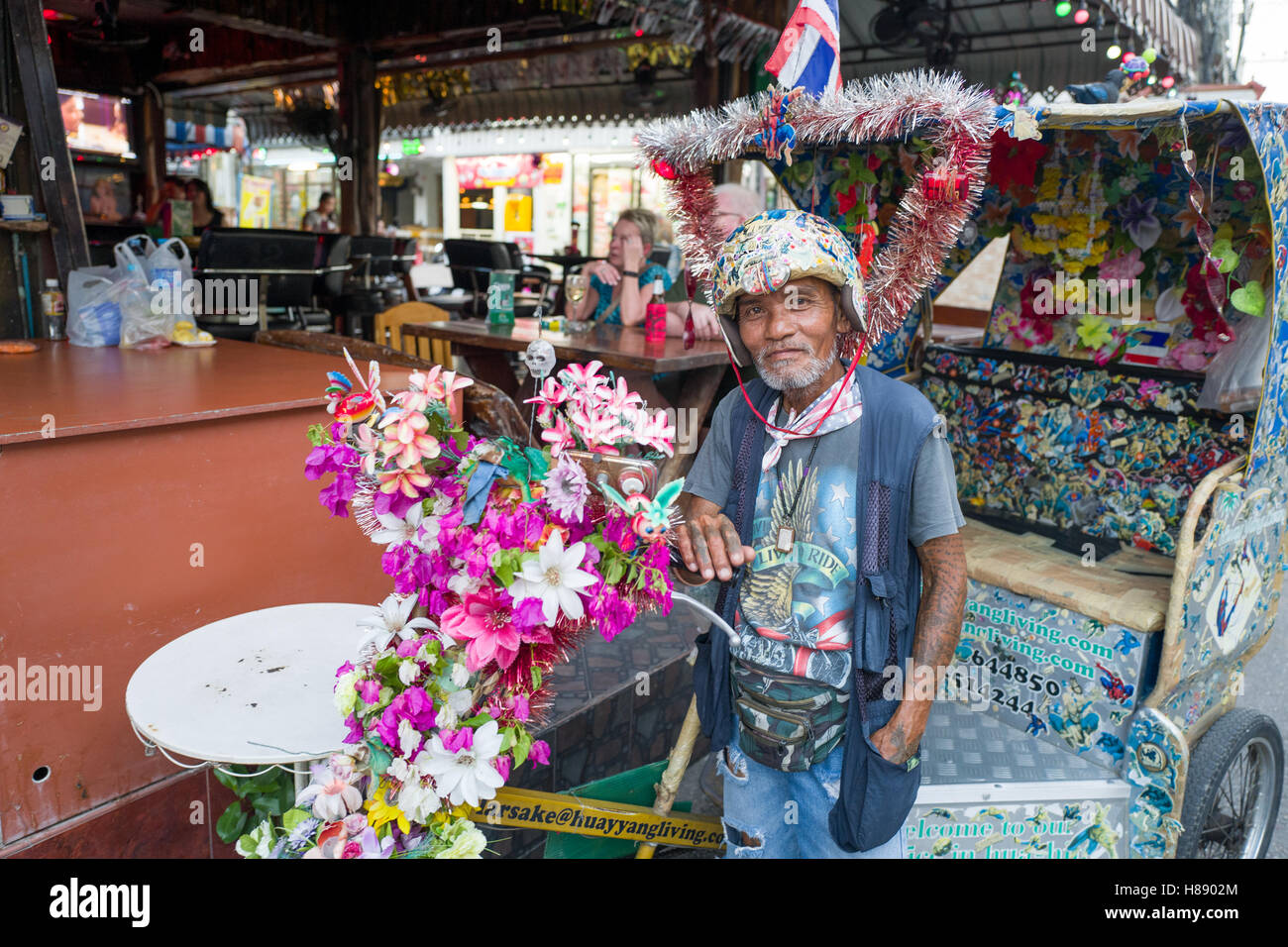 Thailändische Rikscha-Fahrer in Hua Hin Thailand Stockfoto