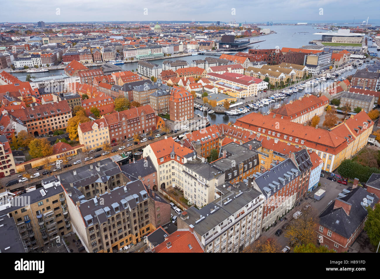 Panoramablick von Kirche von unseres Erlösers (Vor Frelsers Kirke) in Kopenhagen, Dänemark Stockfoto