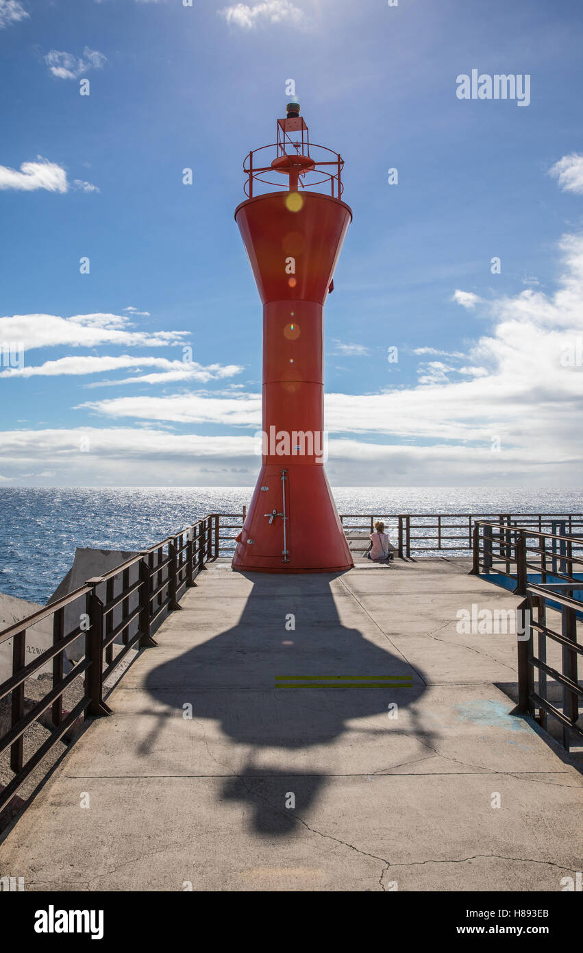 Leuchtturm von Los Cristianos Hafen Stockfoto