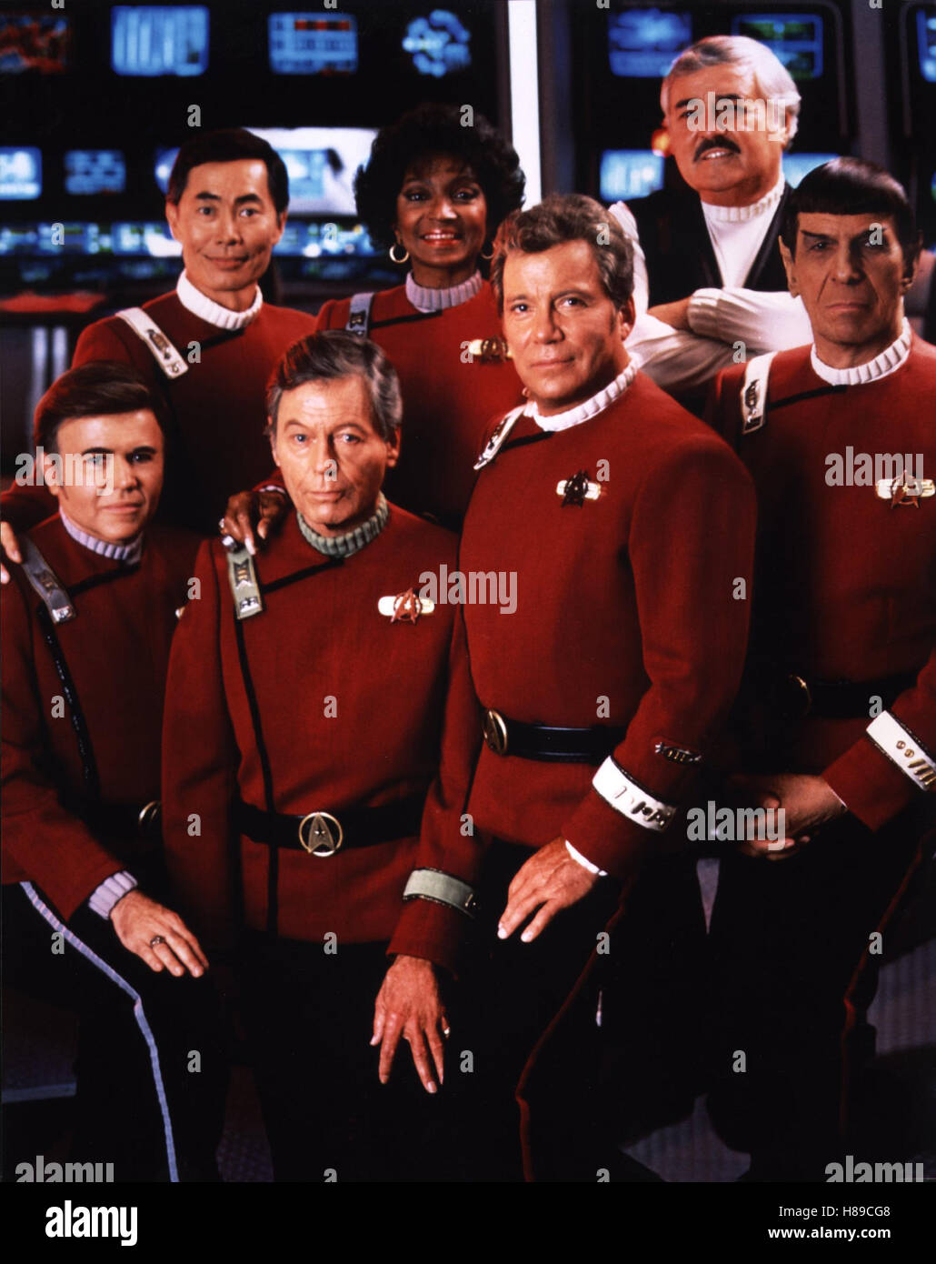 Star Trek VI - Das Unentdeckte Land, (STAR TREK VI - das unentdeckte Land) USA 1991, Regie: Nicholas Meyer, WALTER KOENIG, GEORGE TAKEI, DeFOREST KELLEY, NICHELLE NICHOLS, WILLIAM SHATNER, JAMES DOOHAN, LEONARD NIMOY, Stichwort: Kirk, Pille, Spock, Chekov, Sulu, Uhura, Scotty Stockfoto