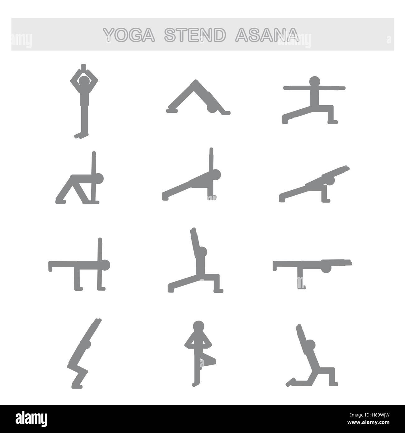 Set von Icons. Yoga-Asanas darstellt. Stock Vektor