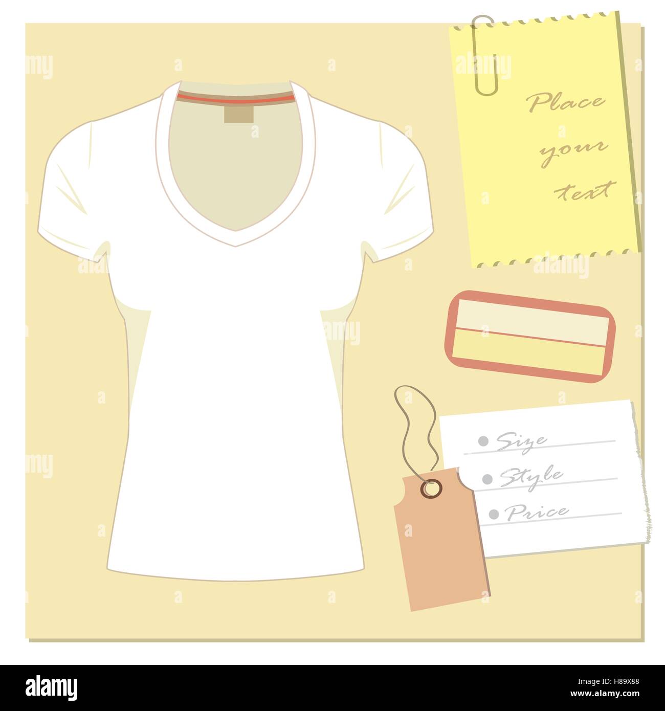 weißes t-shirt-Design, mit einem Etikett Stock Vektor