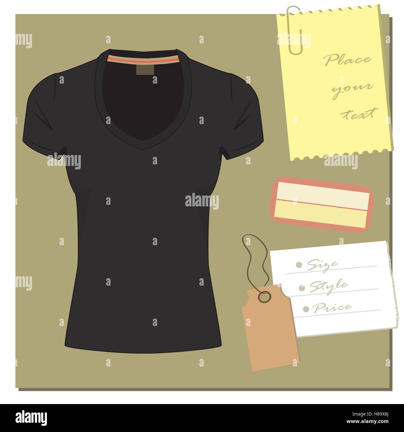 Schwarzes t-shirt-Design, mit einem Etikett Stock Vektor