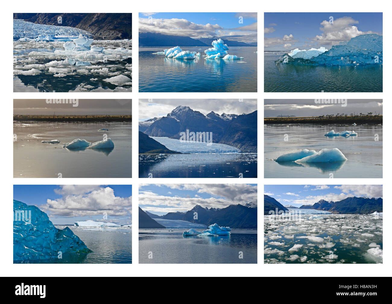 Eisberge von der San Rafael-Gletscher in Patagonien, Chile Stockfoto