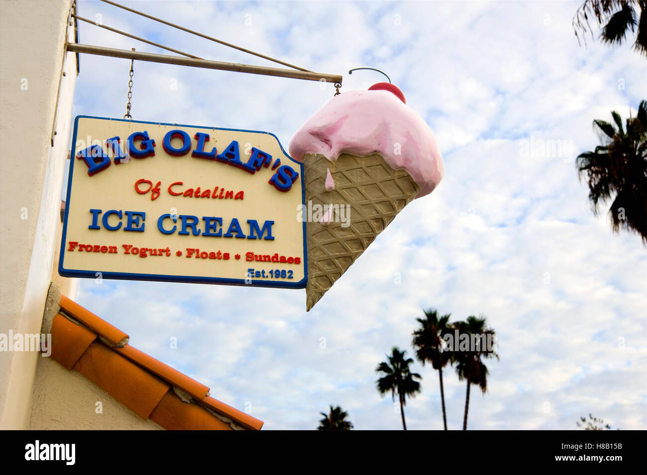 Großen Olaf Eis Zeichen auf Catalina Island in Avalon Stockfoto