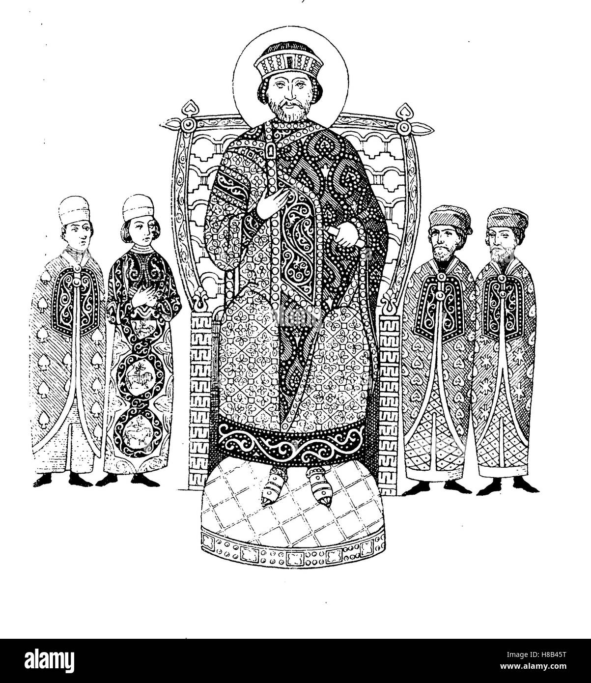 Nikephoros III. Botaneiates, war von 1078 bis 1081 Kaiser von Byzanz, Geschichte der Mode, Kostüm-Geschichte Stockfoto