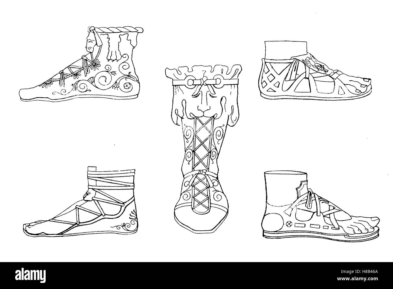 Römische Schuhmacher der Antike, in der Zeit von Kaiser Constantine, Geschichte der Mode, Kostüm-Geschichte Stockfoto