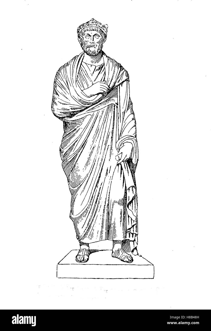 Kaiser Julian gekleidet mit einer Toga, ein unverwechselbares Kleidungsstück des antiken Roms, 4. Jahrhundert, Geschichte der Mode, Kostüm-Geschichte Stockfoto