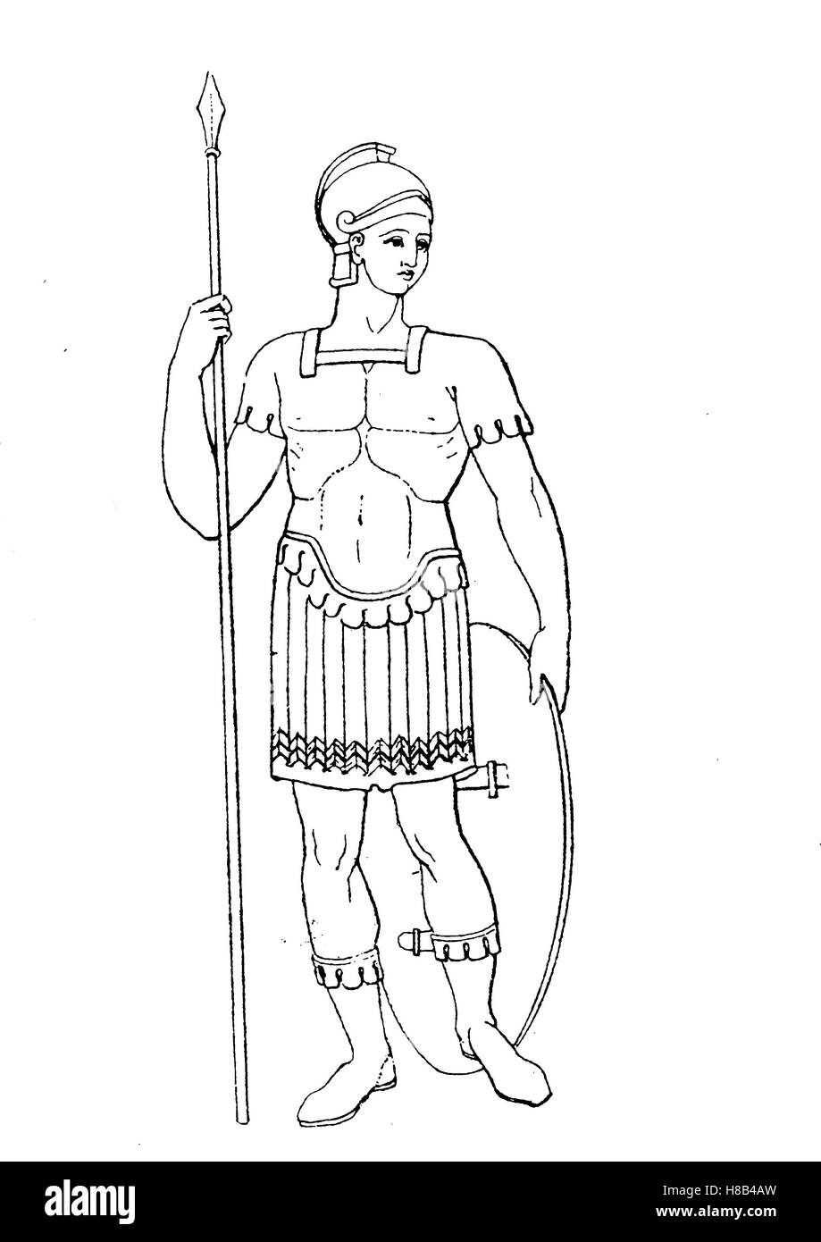 Römischer Soldat mit Lorica, Lederrüstung, Geschichte der Mode, Kostüm-Geschichte Stockfoto