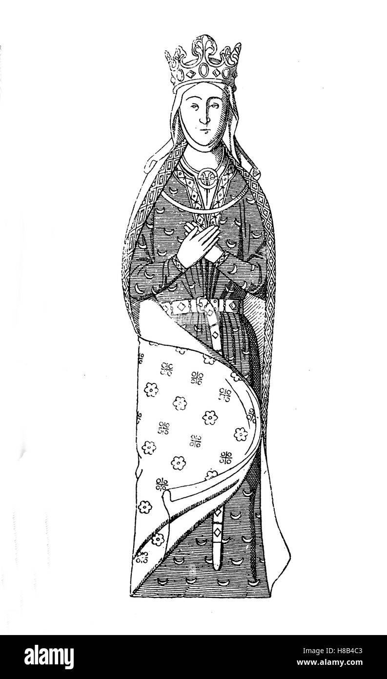 englische Königin Isabella von Angoulême, Ehefrau von Johann ohne Land, 1200-1220, Geschichte der Mode, Kostüm-Geschichte Stockfoto