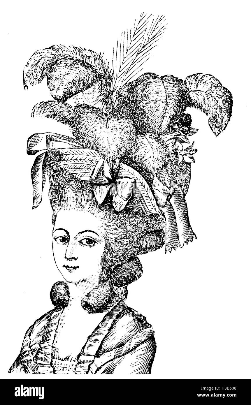 Dame mit Strohhut, 1780, Frankreich, Geschichte der Mode, Kostüm-Geschichte Stockfoto