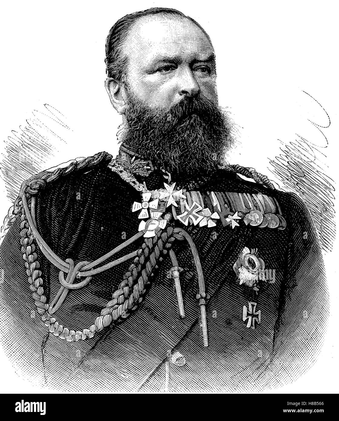 Louis IV, Friedrich Wilhelm Ludwig Karl, war 12. September 1837 - 13. März 1892, der Großherzog von Hessen und Rhein, amtierende vom 13. Juni 1877 bis zu seinem Tod, Holzschnitt aus dem Jahre 1892 Stockfoto