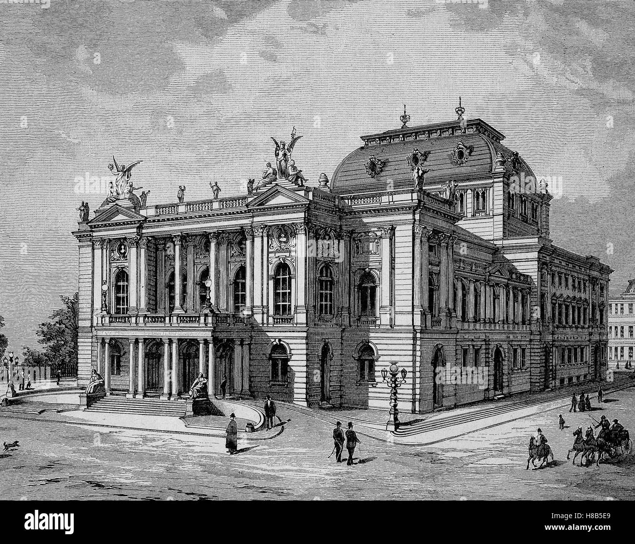 Das neue Theater Zürich, Schweiz, Holzschnitt aus dem Jahre 1892 Stockfoto