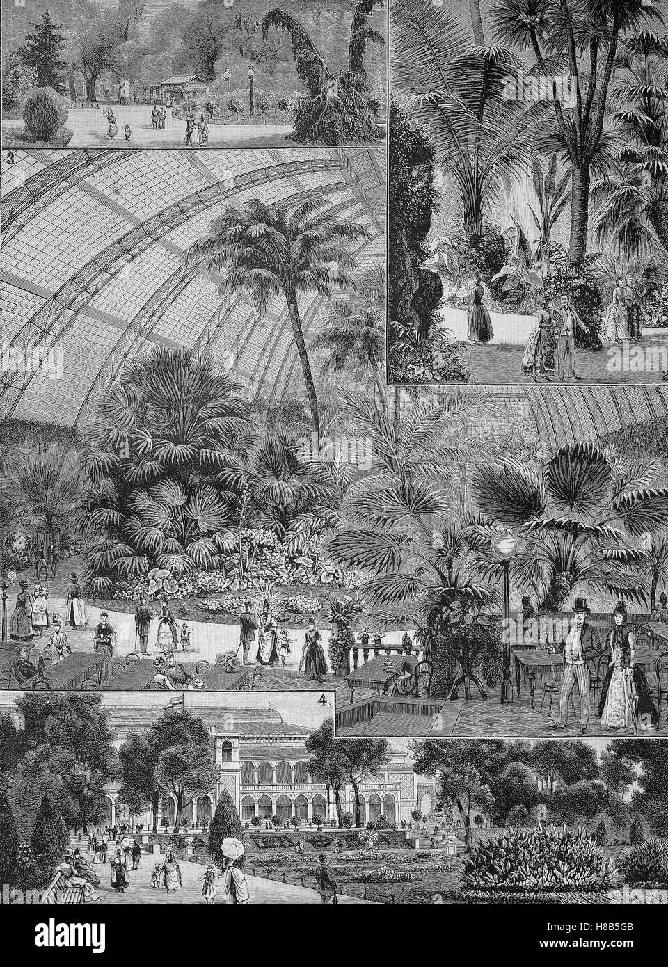 Flora Garten in Berlin, Charlottenburg, Holzschnitt aus dem Jahre 1892 Stockfoto