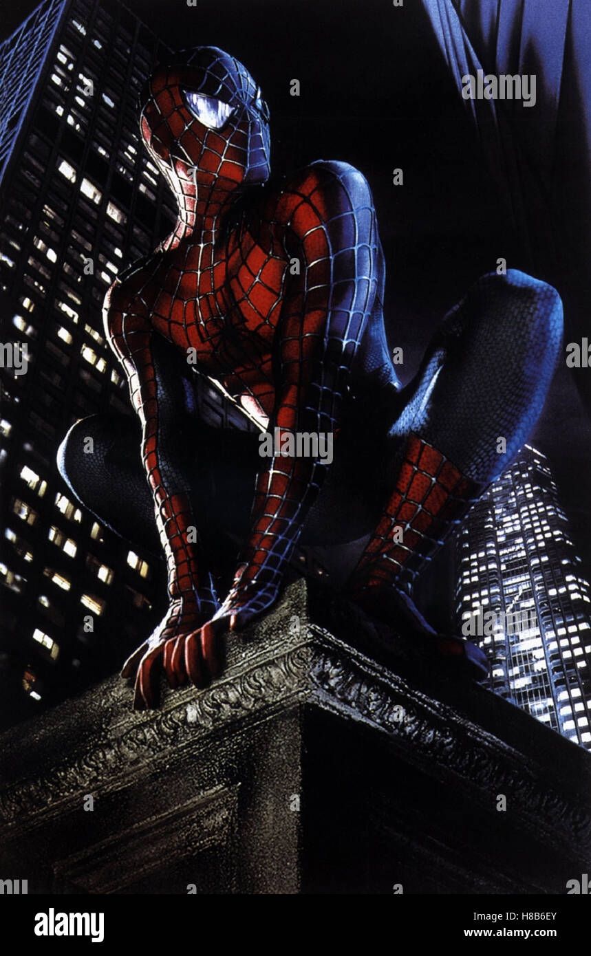 Spider-Man, (SPIDERMAN) USA 2002, Regie: Sam Raimi und TOBEY MAGUIRE als Spiderman Stichwort: Spinnenmensch, statt Stockfoto