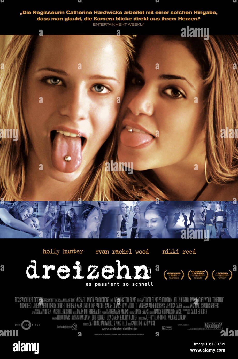 Dreizehn (13) USA-GB 2003, Regie: Catherine Hardwicke, EVAN RACHEL WOOD, NIKKI REED, Schlüssel: Plakat, Piercing, Zunge Stockfoto