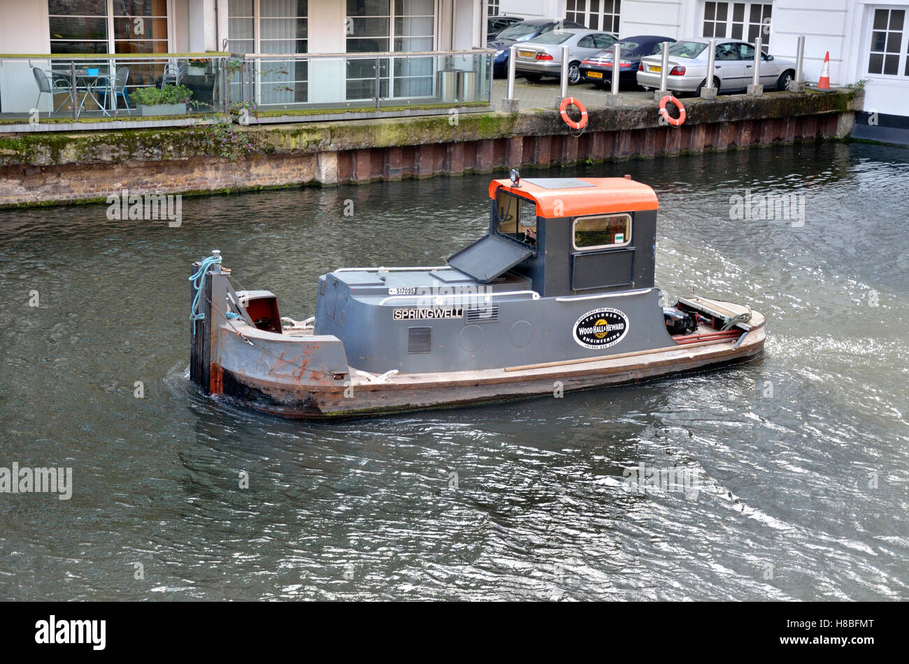 London, England, Vereinigtes Königreich.  Camden Lock - Bantam Pusher Schlepper "Springwell" (Wood Hall und Heyward Ltd) Stockfoto