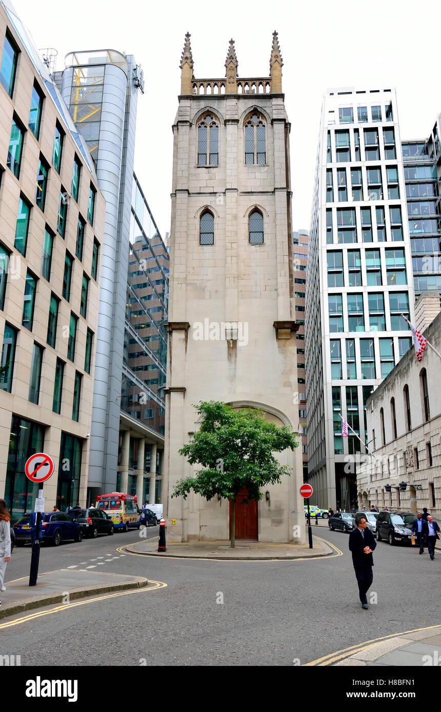 London England, UK. St. Alban-Kirche-Turm (1685) Holz Straße. Mittelalterlichen Ursprungs, 1634, bei dem Großbrand zerstört umgebaut... Stockfoto