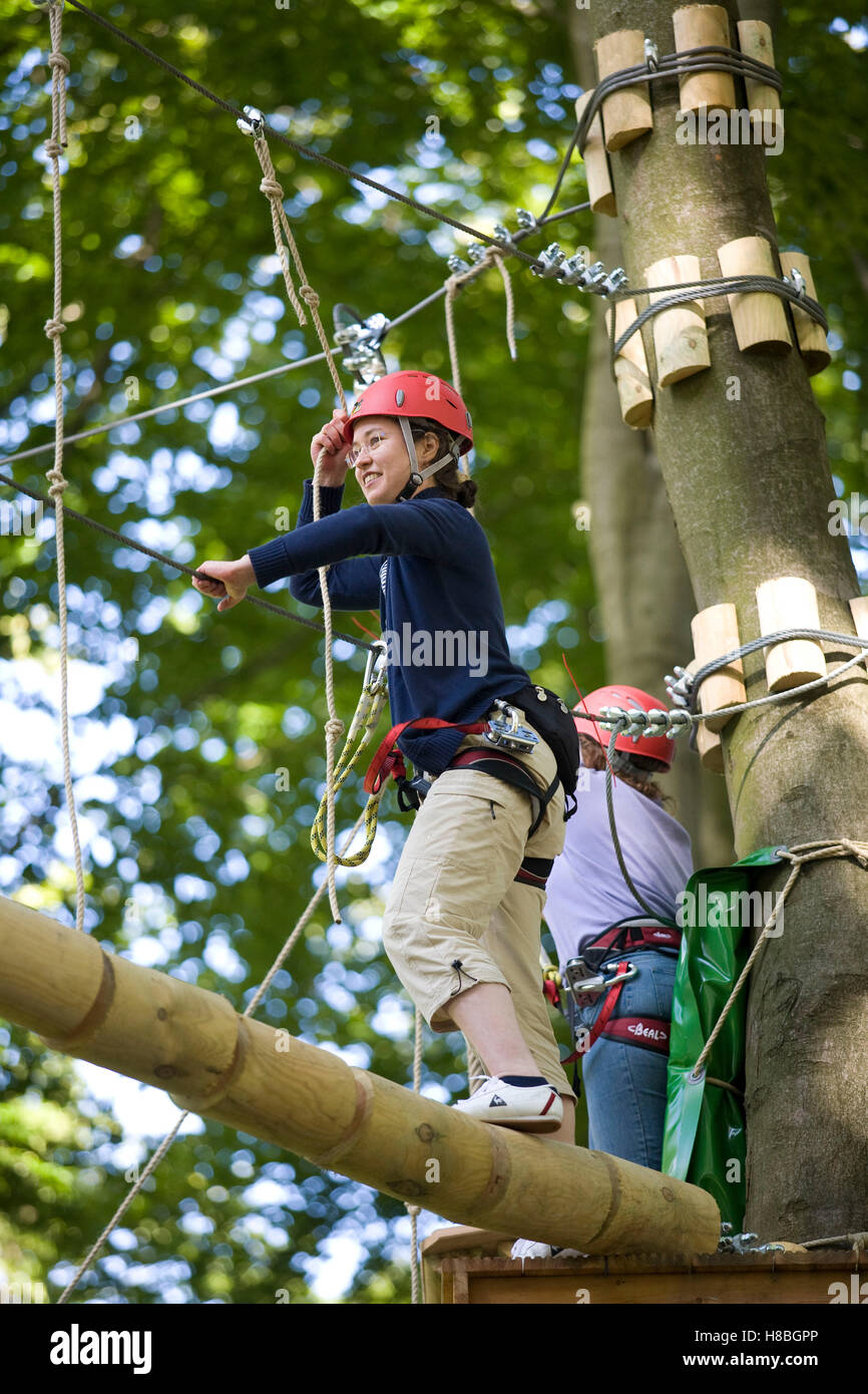 Europa, Deutschland, North Rhine-Westphalia, Wetter an der Ruhr, Hochseilgarten. Stockfoto