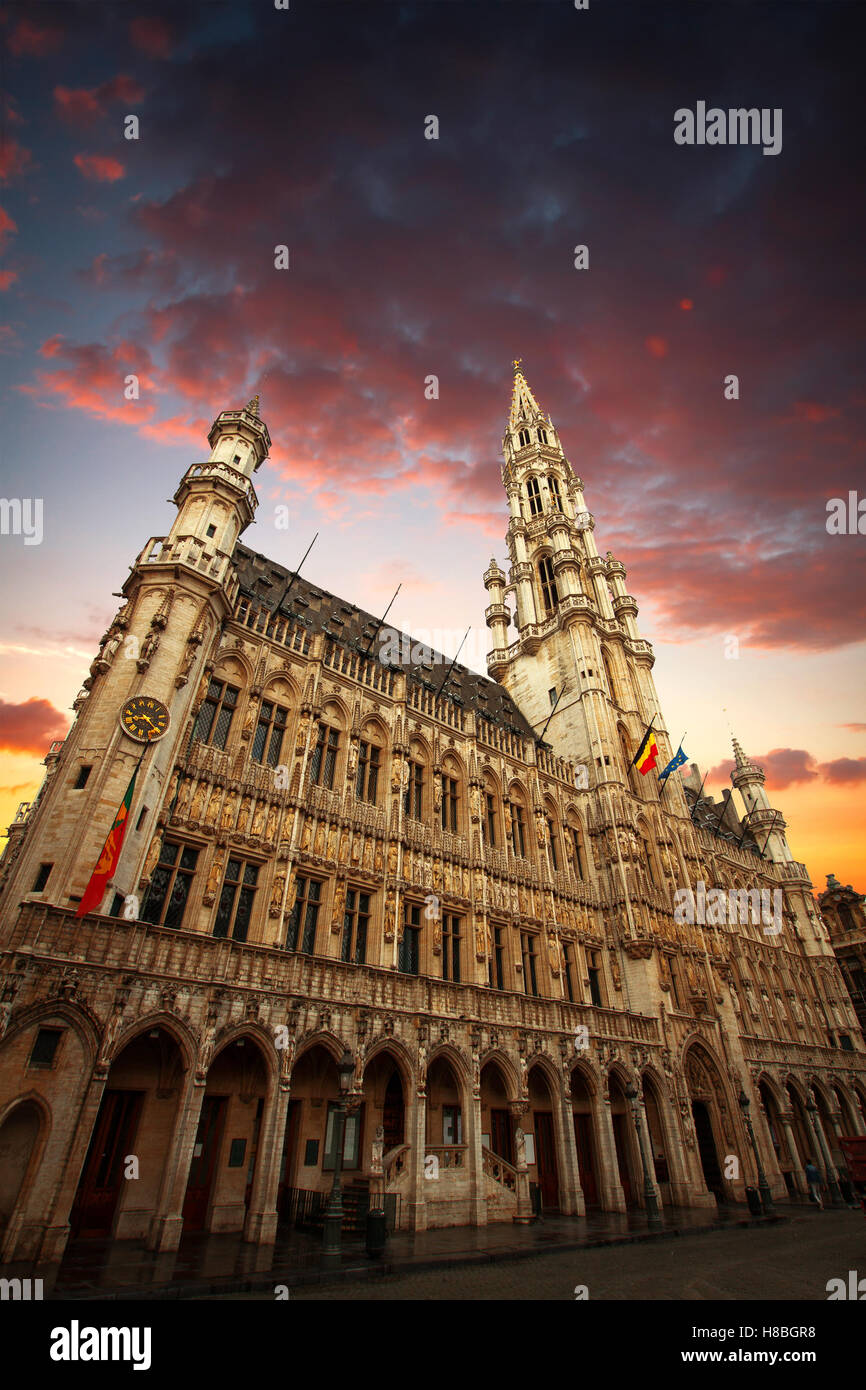 Brüssel Grand Place. Am Abend in der alten Stadt in Europa Stockfoto