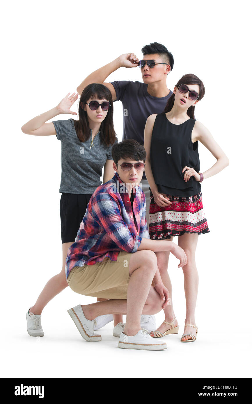 Porträt von modischen jungen chinesischen Freunden Stockfoto