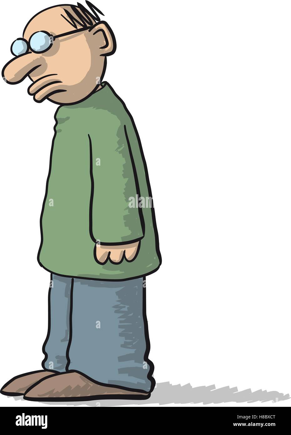 Sad Man Concept Cartoon Illustration Stockfotos & Sad Man Concept