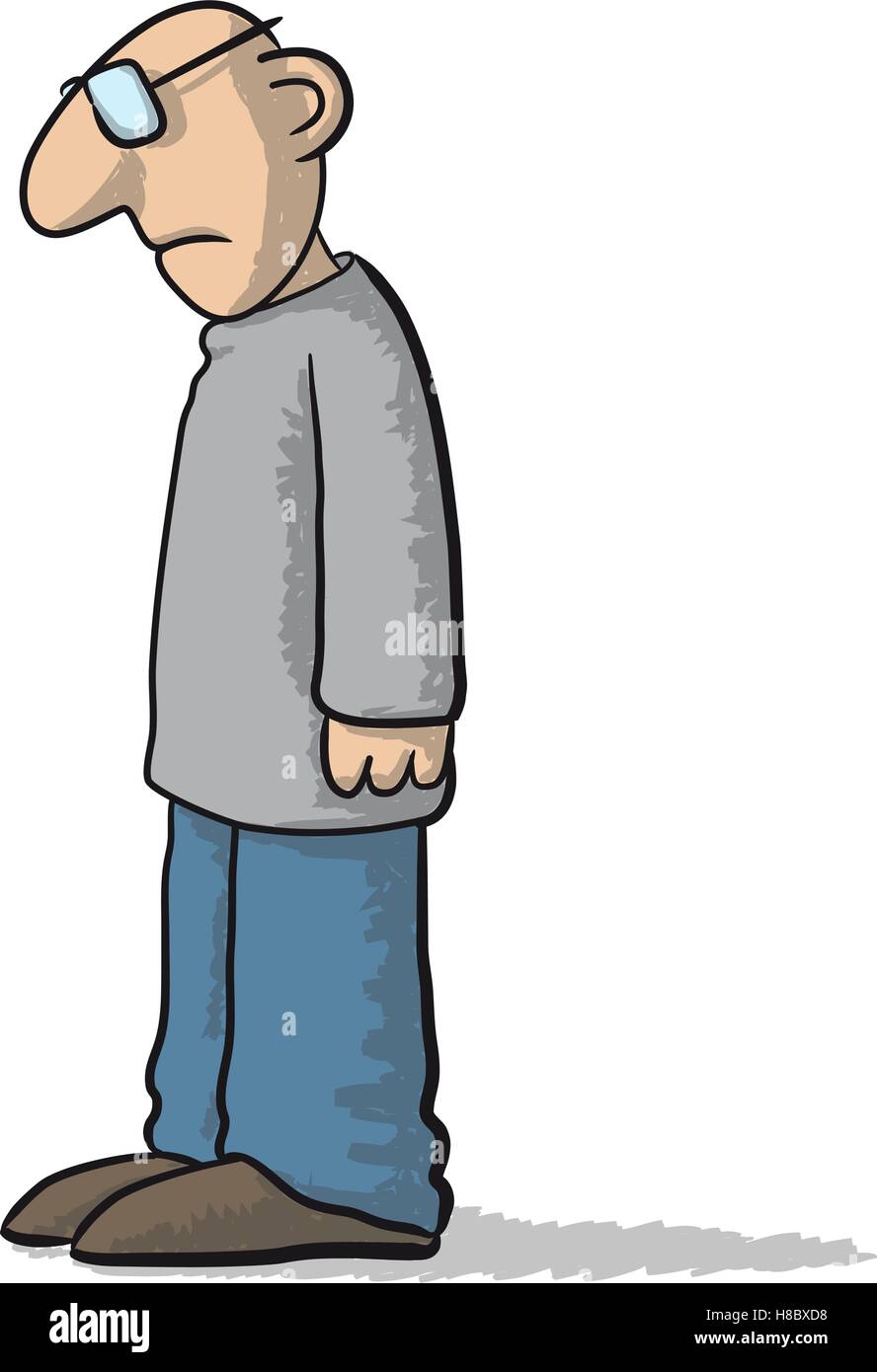 Sad Man Concept Cartoon Illustration Stockfotos & Sad Man Concept