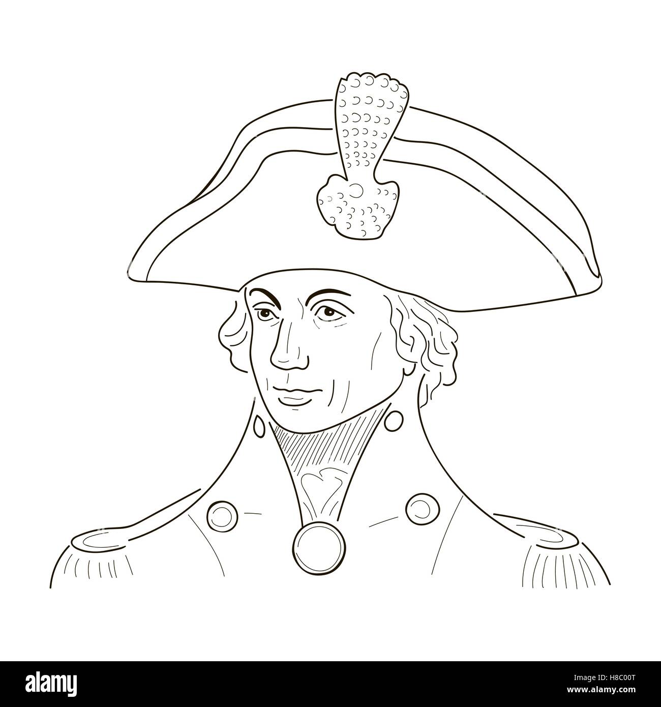 Vizeadmiral Horatio Lord Nelson. Skizzieren Sie die Abbildung. Vektor Stock Vektor