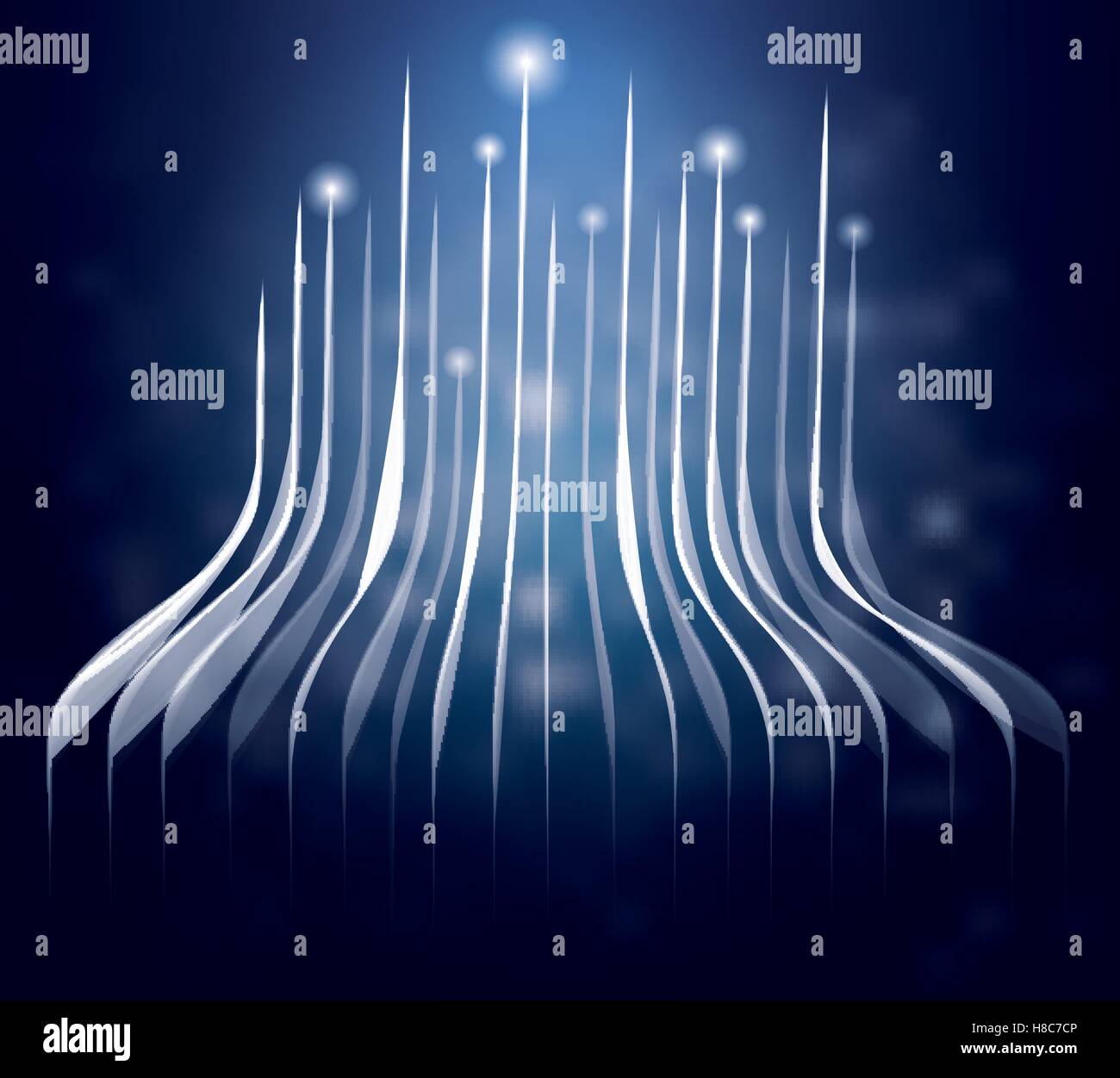 Blauer Neon Linien und Licht hinauf. Vektor-Illustration. Stock Vektor