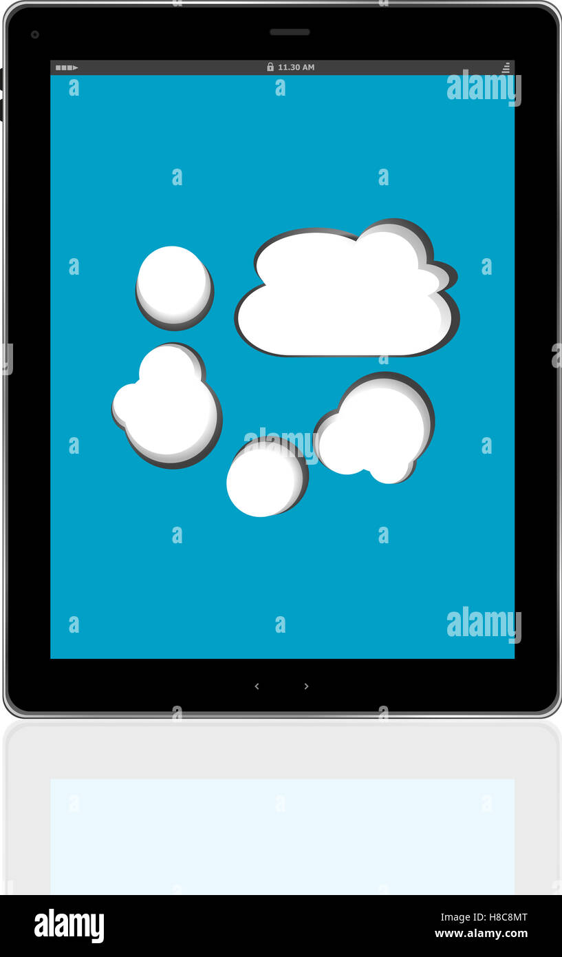 Cloud-computing Verbindung auf dem digitalen TabletPC. Konzeptbild Stockfoto