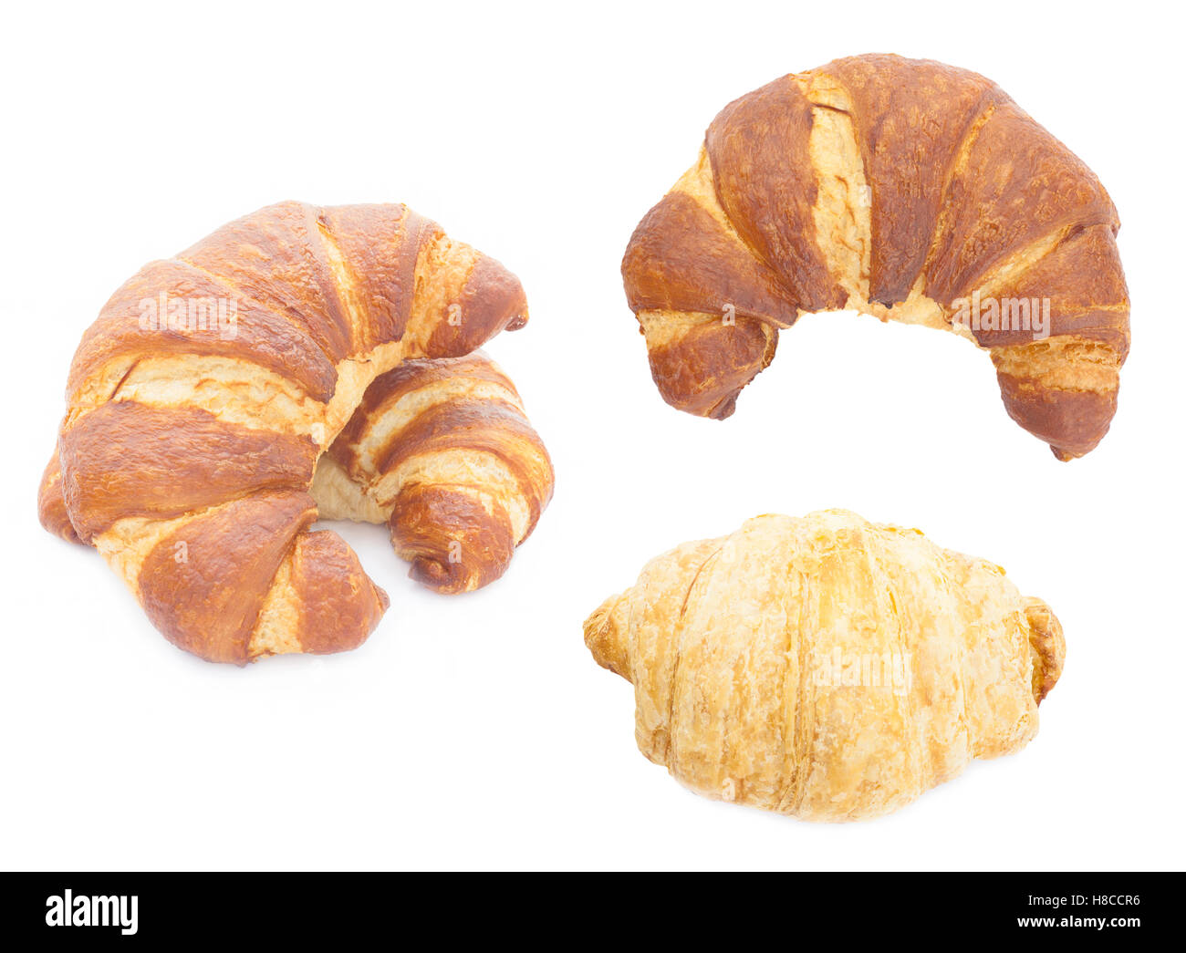 Croissant set isolierten auf weißen Hintergrund Stockfoto