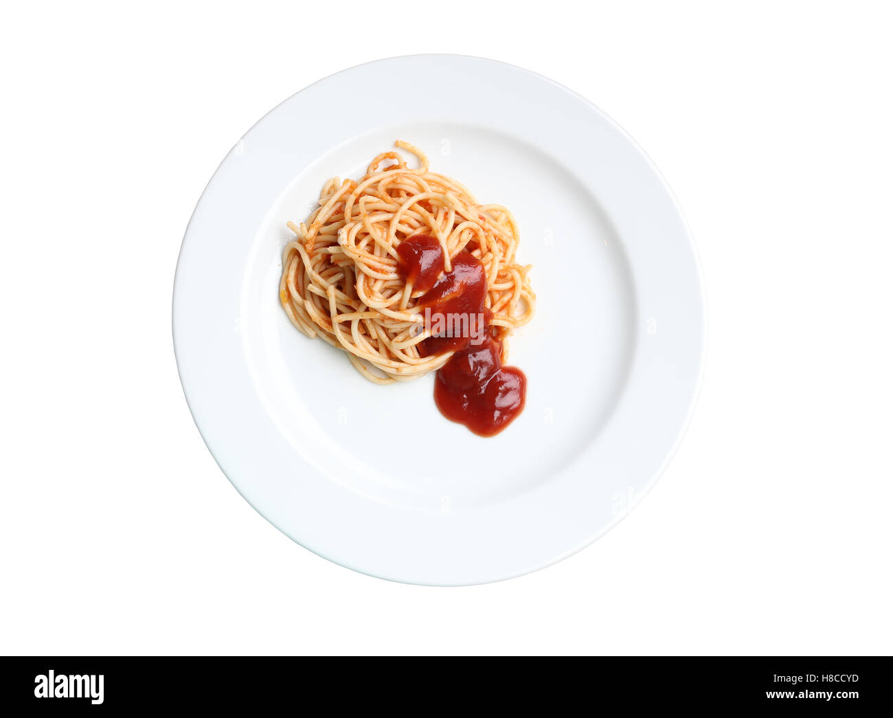 Spaghetti mit Tomaten-sauce auf weißem Hintergrund und Beschneidungspfade haben. Stockfoto