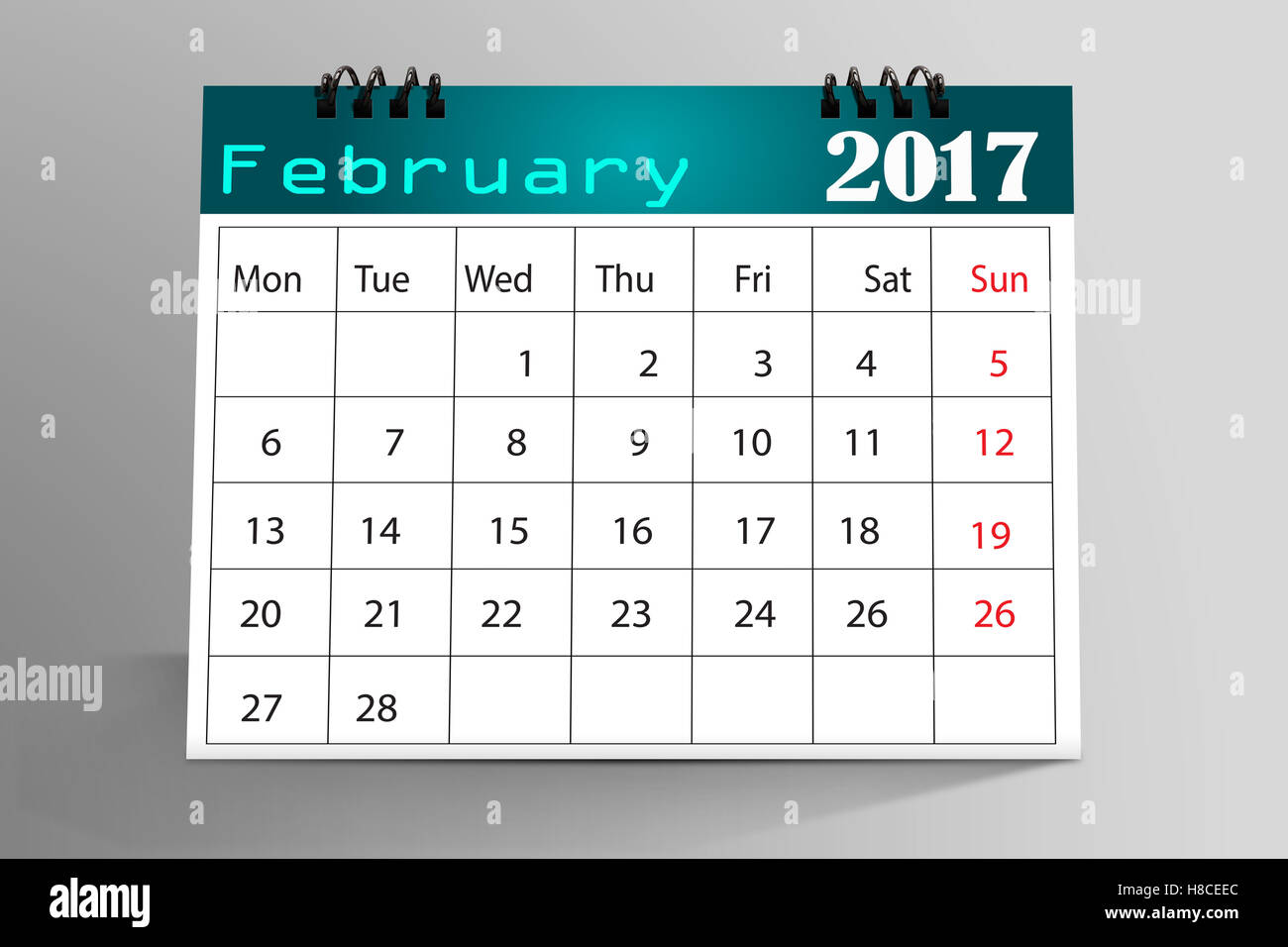 Desktop Kalender Design - Februar 2017 Stockfoto