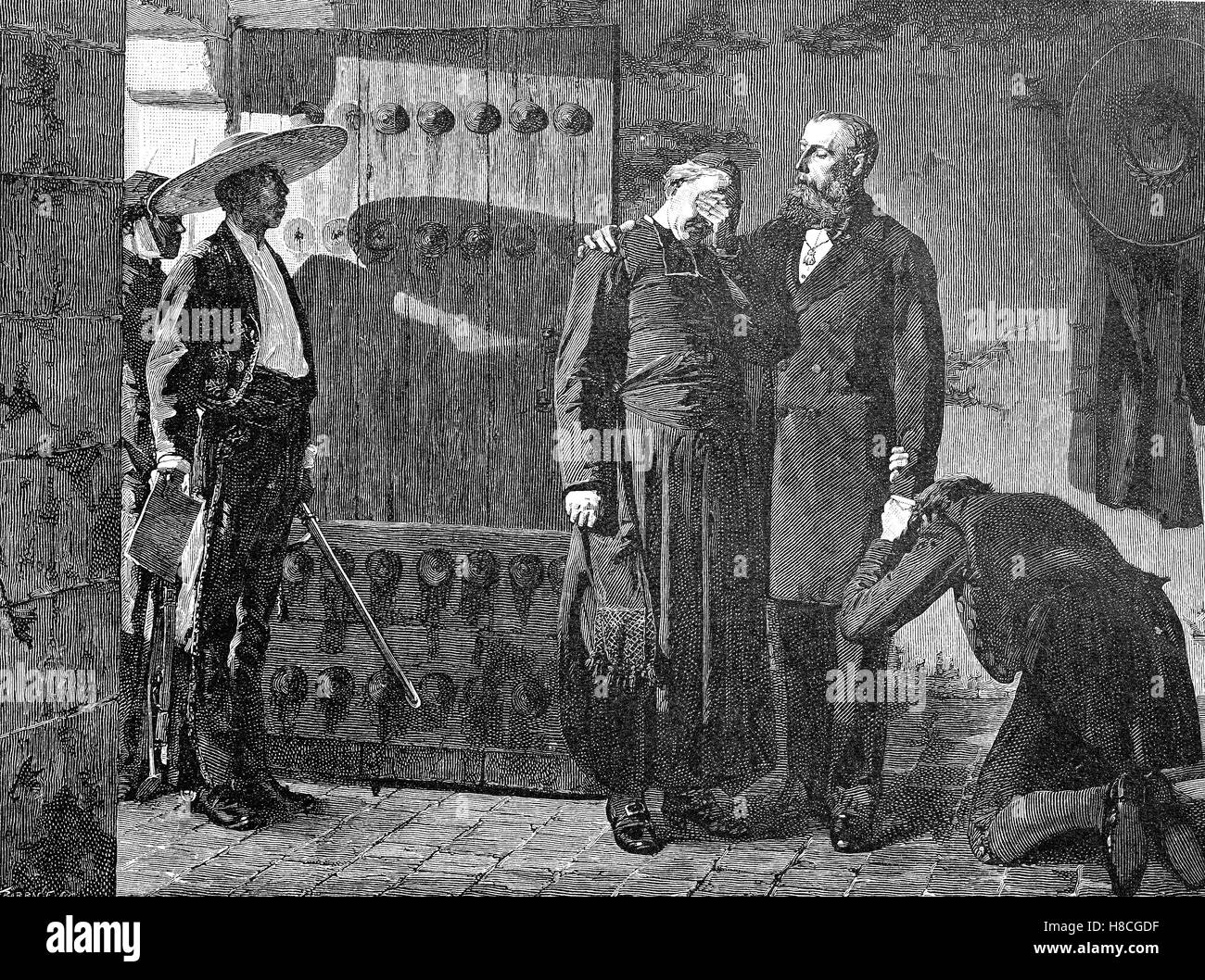 die letzten Momente im Leben der Kaiser Maximilian von Mexiko, Holzschnitt aus dem Jahre 1892 Stockfoto