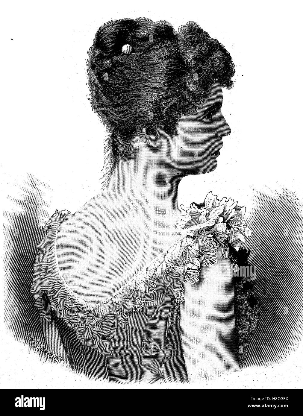 Elvira Prinzessin von Bayern heiratete 1868-1943, Graf Rudolf von Wrbna-Kaunitz-Rietberg-Questenberg Und Freudenthal, Holzschnitt aus dem Jahre 1892 Stockfoto