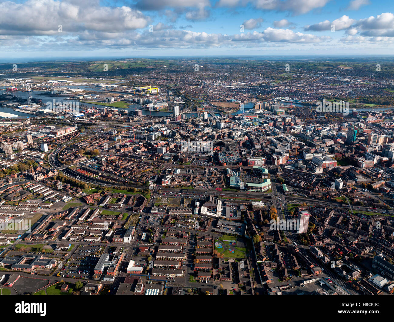 Luftaufnahme der Innenstadt von Belfast, Nordirland Stockfoto