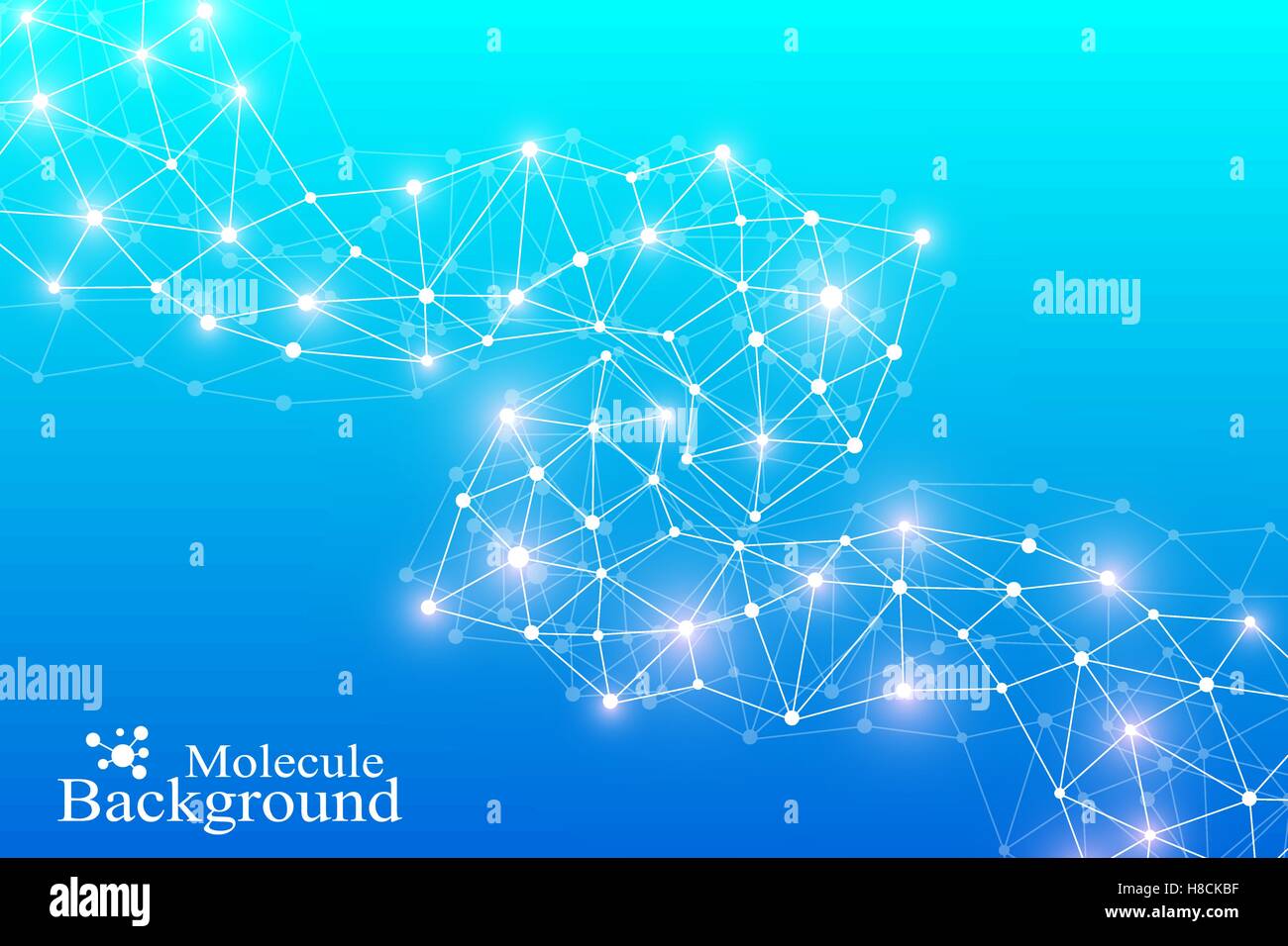 Struktur-Molekül Atom Dna und Kommunikation Hintergrund. Konzept der Neuronen. Verbundene Linien mit Punkten. Illusion-Nervensystem. Medizinische wissenschaftliche Illustration Hintergrund. Stock Vektor