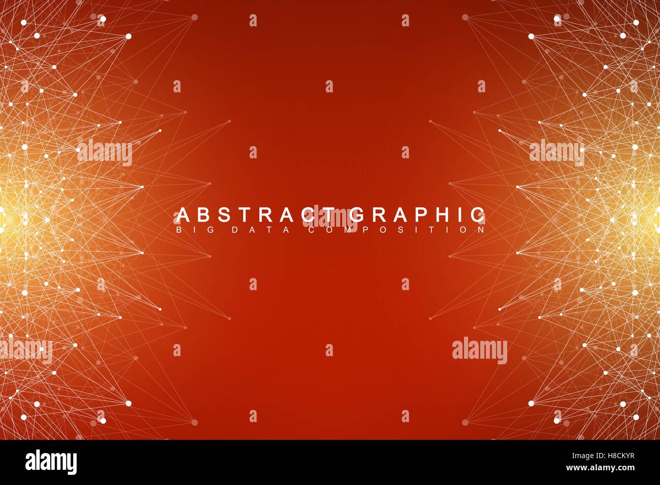 Große Daten Komplex. Grafische Zusammenfassung Hintergrund Kommunikation. Perspektive-Hintergrund der Tiefe. Minimale Array mit Verbindungen Strichen und Punkten. Visualisierung von digitalen Daten. Big-Data-Vektor-Illustration. Stock Vektor