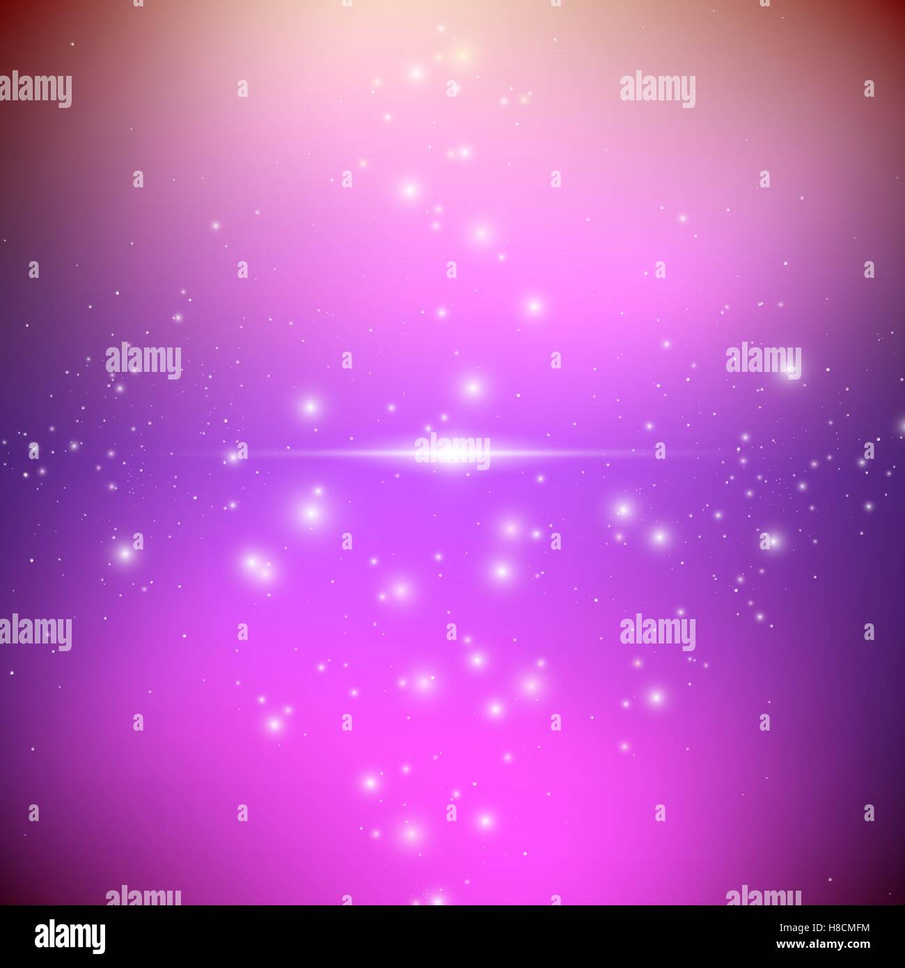 Kosmische Galaxie Hintergrund mit hell leuchtenden Sternen. Illusion UFO mit Nebel und Sternenstaub. Außerirdisches Raumschiff. Vektor-Illustration. Stock Vektor
