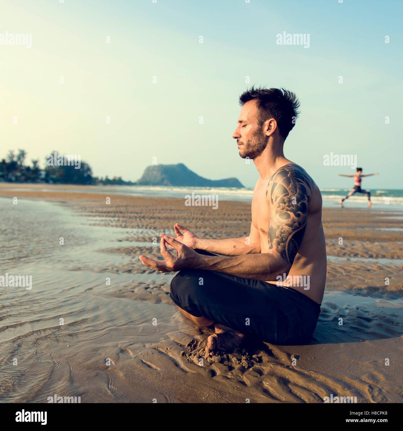 Yoga-Meditation-Konzentration-friedliche Ruhe und Entspannung-Konzept Stockfoto