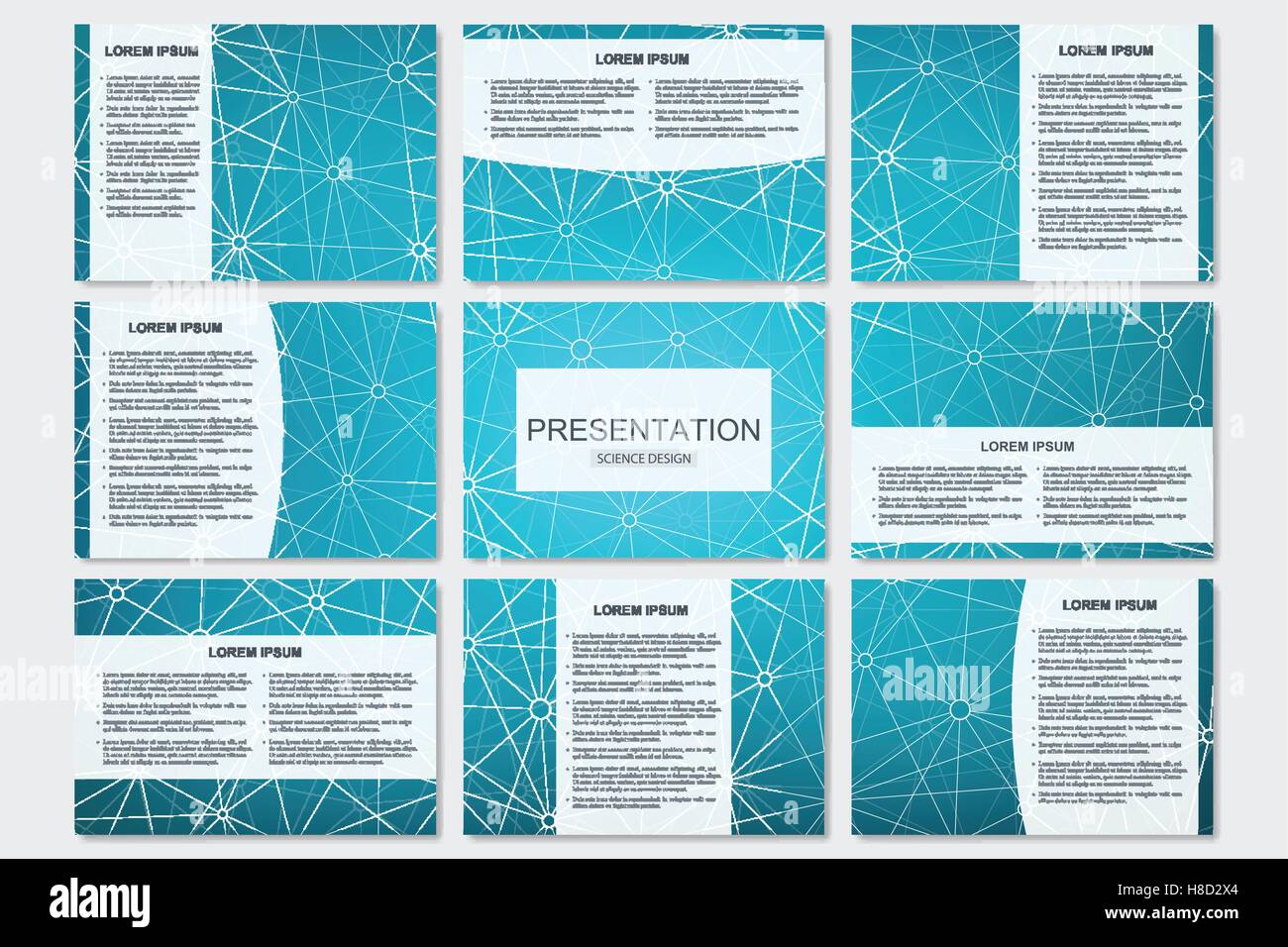 Satz von modernen Business-Präsentationsvorlagen in A4-Format. Verbindungsstruktur. Zusammenfassung Hintergrund mit Molekülstruktur DNA Stock Vektor Satz von modernen Business-Präsentationsvorlagen in A4-Format. Verbindungsstruktur. Zusammenfassung Hintergrund mit Molekülstruktur DNA Stock Vektor