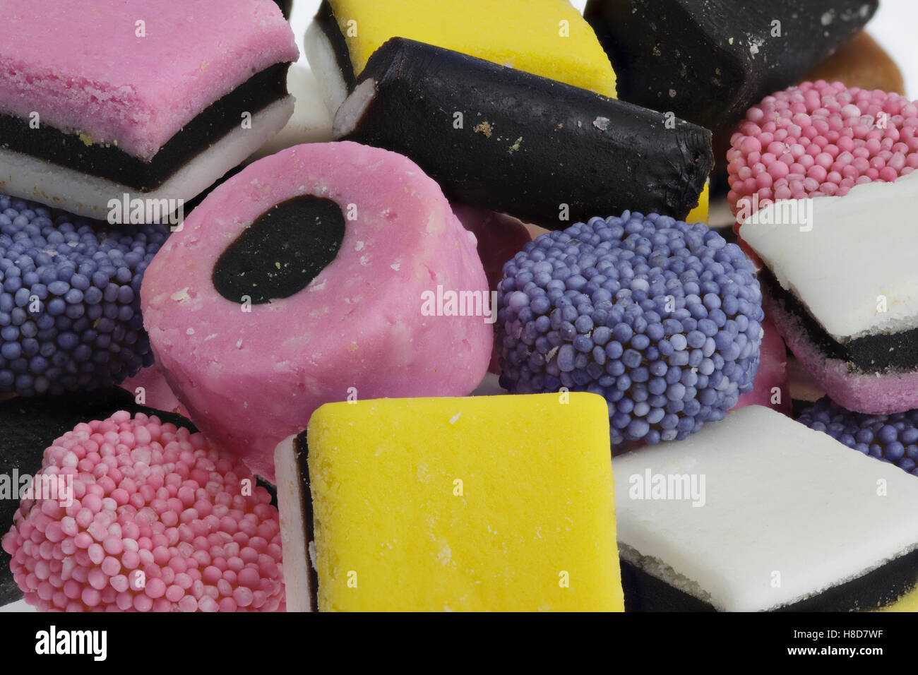 Nahaufnahme von einem Sortiment von Lakritze allsorts Stockfoto